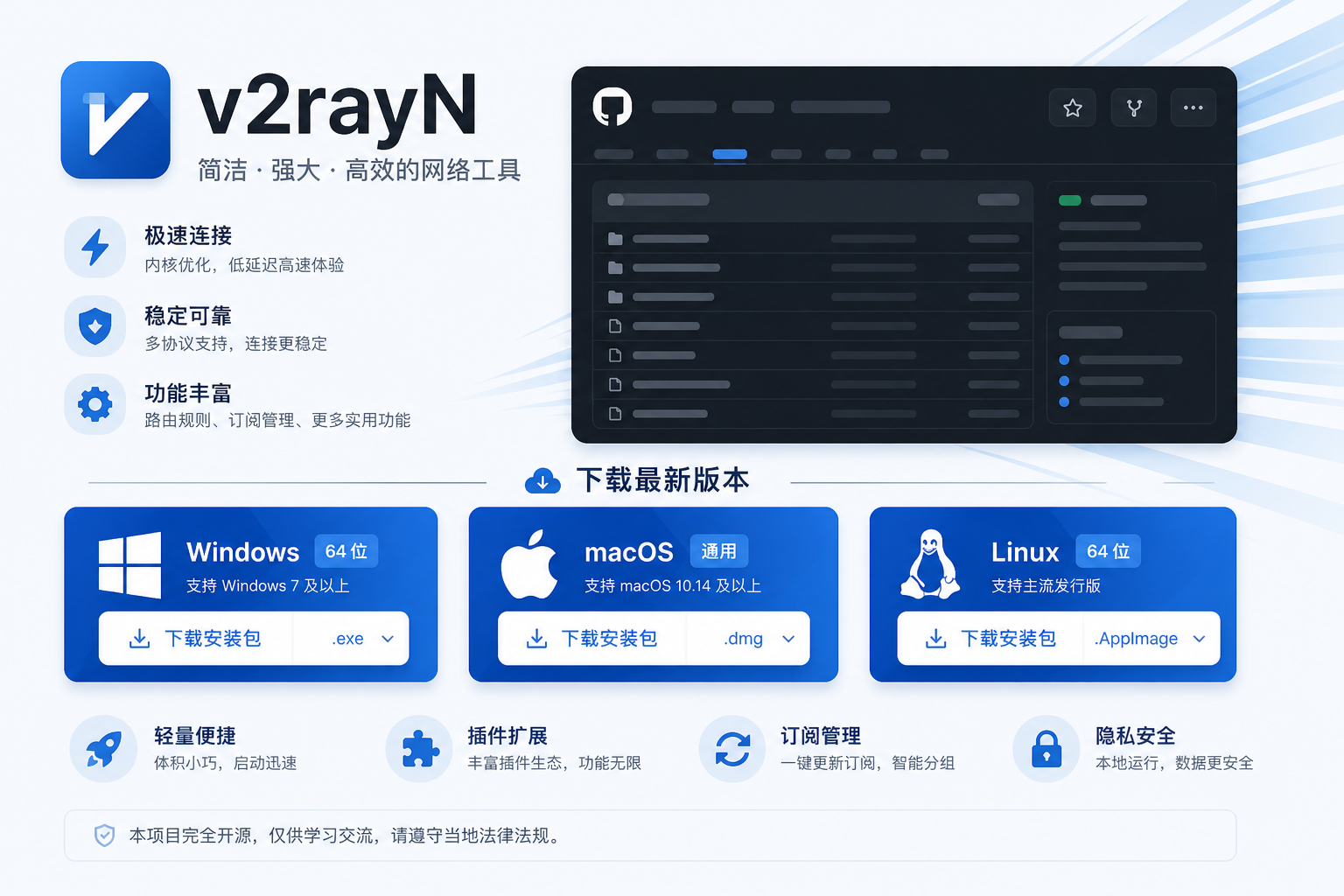 v2rayN 官网首屏下载入口